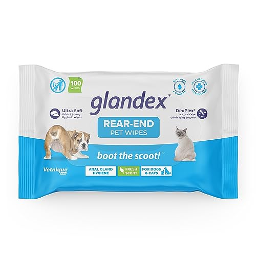 Vetnique Labs Glandex Dog Wipes for Pets Cleansing & Deodorizing Anal Gland Hygienic Wipe​s for Dogs & Cats with Vitamin E, Skin Conditioners and Aloe (100ct Pouch)