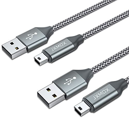 JXMOX Mini USB Cable, (3.3ft 2 Pack) USB 2.0 Type A Male to Mini B Charging Cord Compatible with Hero 3+, PS3 Controller, Digital Camera, Dash Cam, MP3 Player, Garmin Nuvi GPS, GPS Receiver