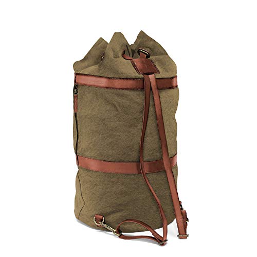 DRAKENSBERG DRAKENSBERG Sailor Bag 'Robin' - large duffle backpack, XL travel bag in vintage navy design for travel and sports, sustainable handmade, 60 L, canvas, leather, olive-green, DR00125
