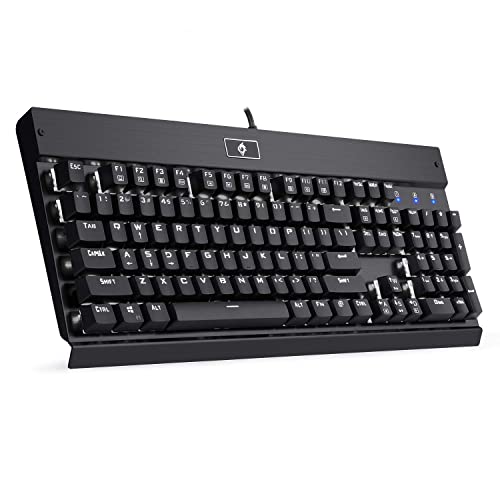 EagleTec KG010 Mechanical Keyboard Wired Ergonomic Brown Switches Equivalent for Office PC Home or Business (Black Keyboard White Backlit)