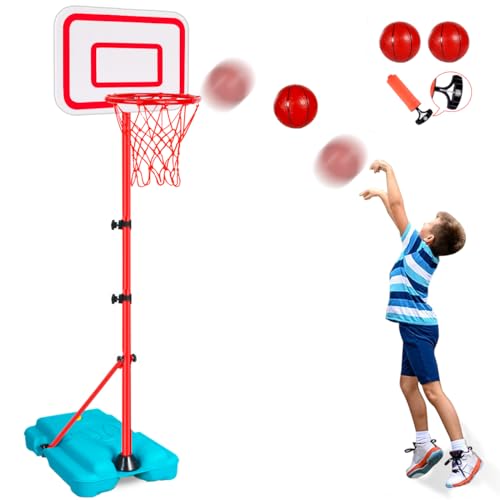 Kids Basketball Hoop Adjustable Height 2.9 ft-6.2 ft Toddler Basketball Hoop for Kids Indoor Outdoor Play Portable Basket Ball Goal Backyard Outside Toys for Boys Girls Age 3 4 5 6 7 8 Easter Gift