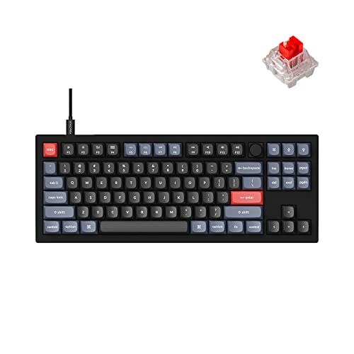 Keychron V3 Wired Custom Mechanical Keyboard Knob Version, TKL QMK/VIA Programmable Macro with Hot-swappable Keychron K Pro Red Switch Compatible with Mac Windows Linux Carbon Black (Non-Transparent)