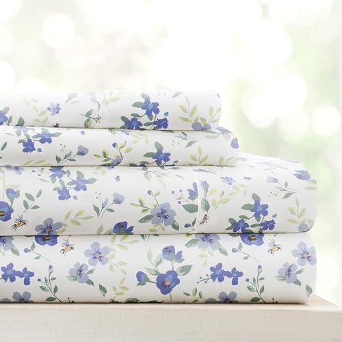 Linen Market 4 Piece Queen Sheet Set (Light Blue Floral) - Sleep Better Than Ever with These Ultra-Soft & Cooling Bed Sheets for Your Queen Size Bed - Deep Pocket Fits 16' Mattress