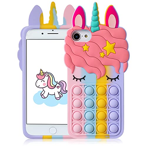 oqpa for iPhone 5/5S/5C Case Cartoon Kawaii Cute Fun Funny Silicone Design Cover for Girls Kids Boys Teen,Fashion Cool Unique Fidget Cases Aesthetic Color Unicorn Cases(for iPhone 5/5S/5C)