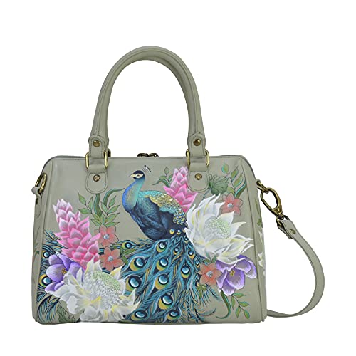 Anuschka Hand Painted Leather Women's Zip Around Classic Satchel - Regal Peacock