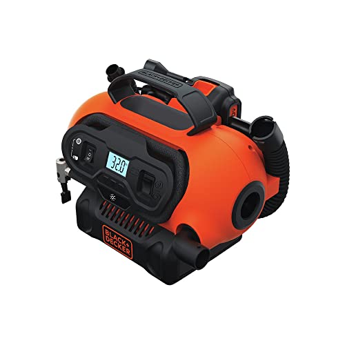 BLACK+DECKER 20V MAX* Inflator, Portable Air Compressor, 3 Modes: Cordless, 120V Corded, and 12V Car Adapter, Air Pump, Battery Sold Separately (BDINF20C)