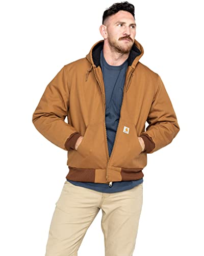 CarharttMenLoose Fit Firm Duck Insulated Flannel-Lined Active JacketBrownLarge