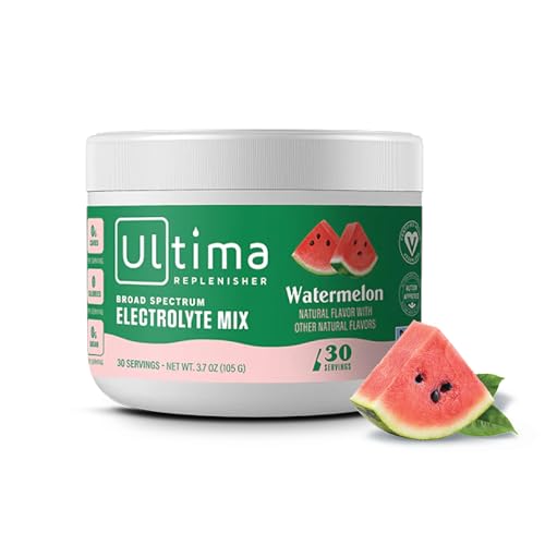 Ultima Replenisher Daily Electrolyte Drink Mix – Watermelon, 30 Servings – Hydration Powder with 6 Key Electrolytes & Trace Minerals – Keto Friendly, Vegan, Non-GMO & Sugar-Free Electrolyte Powder