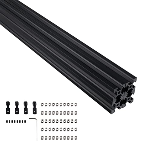 4pcs 1000mm V Slot 2020 Aluminum Extrusion Black European Standard Anodized Linear Rail for CNC DIY 3D Printer and Industrial Bracket Making
