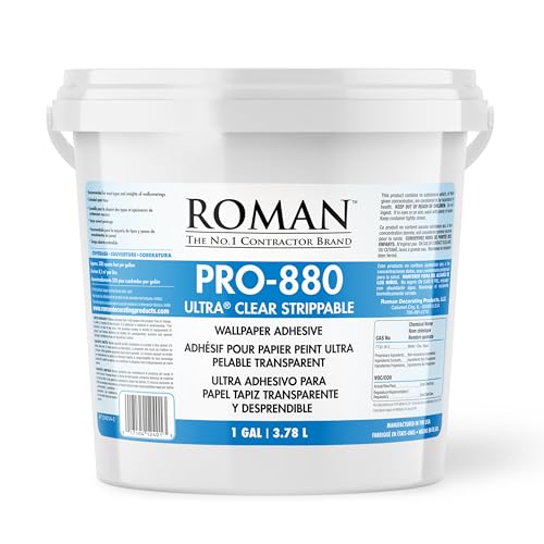 ROMAN Products 012401 PRO-880 Wallpaper Adhesive & Paste for Any Wallcovering - Ultra Clear, 1 Gallon, White