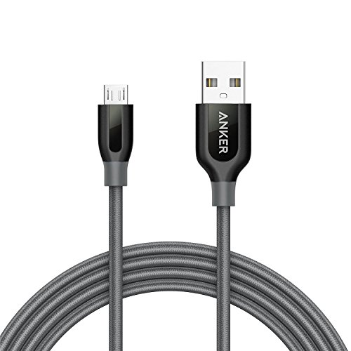 Anker Powerline+ Micro USB (6ft) The Premium Durable Cable [Double Braided Nylon] for Samsung, Nexus, LG, Motorola, Android Smartphones and More (Gray)