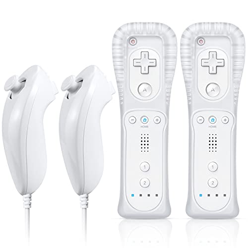 FASIGO Wii Remote with Nunchuck, Wii Controller with Nunchuck, Compatible with Nintendo Wii/Wii U, 2 Pack