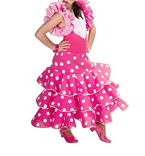 AMINA JAADE Flamenco Dress Child (US, Age, 8 Years, Fucsia Polka dots White)