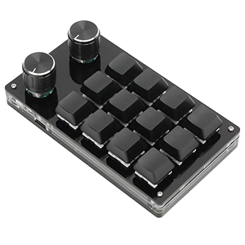 Zunate Mini 12 Key Keypad Mechanical Keyboard, RGB Multifunction DIY Programmable Keypad, One Handed Macro Mechanical with Adjustment Knob for Office Gaming Lab(Black)