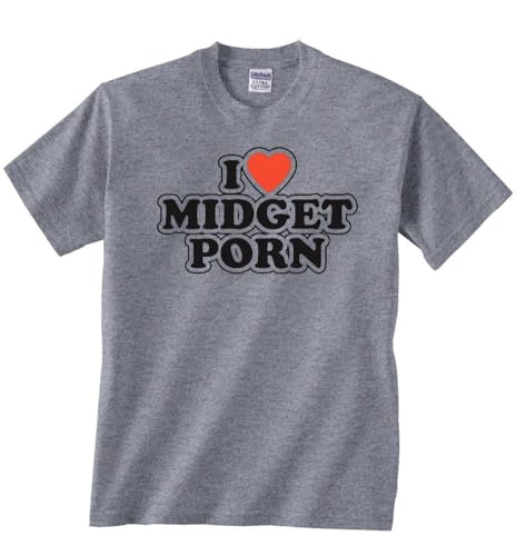DIRTYRAGZ Men's I Love Midget Porn T Shirt - Offensive Inappropriate Shirts for Men or Women, Funny Tshirt Graphic Tee Heather Grey