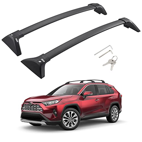 BougeRV Lockable Car Roof Rack Cross Bars Compatible with Toyota RAV4 2019-2024 with Factory Side Rail(Not Fit Adventure/TRD Off-Road), Aluminum Anti-Rust Crossbar for Cargo Carrier Luggage Kayak Bike