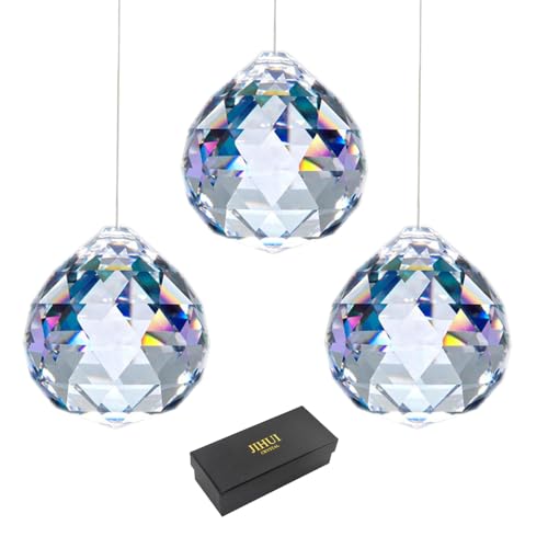 JIHUI Clear Glass Crystal Ball Prism Pendant Suncatcher 40mm