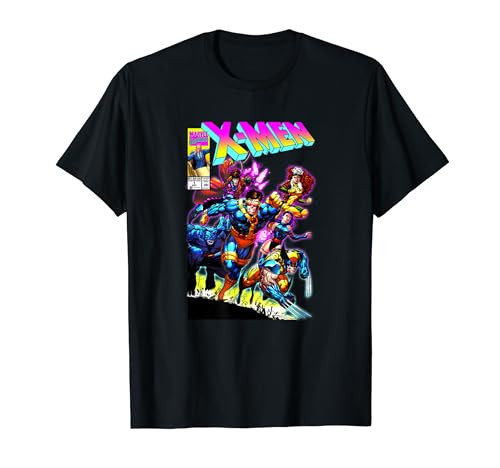 Marvel X-Men Retro Neon Group Shot Comic Book Cover T-Shirt