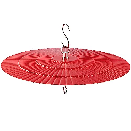 11.2' Metal Bird Feeder Rain Guard, Red Dome Cover Umbrella Shade for Hummingbird Oriole, Squirrel Baffles for Bird Feeders