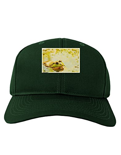 TooLoud Bullfrog in Watercolor Adult Dark Baseball Cap Hat - Hunter Green
