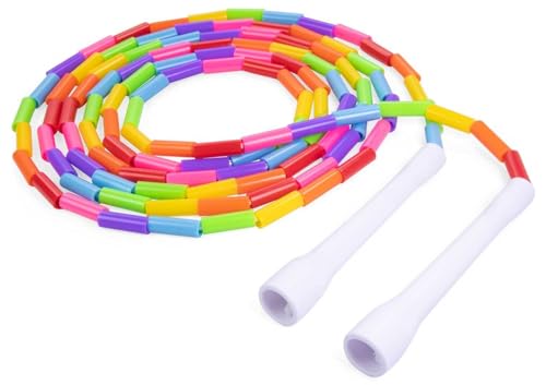 Beaded Kids Exercise Jump Rope - Segmented Skipping Rope for Kids - Durable Shatterproof Outdoor Beads - Light Weight and Tangle Free Exercise Training - Adjustable Kids Jump Rope for Fitness - 7ft