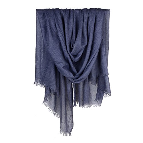 Iristide Womens Long Scarf in Solid Color, Light Weight Large Shawls Wrap for Beach Outdoor Camping Traveling Sunscreen Neckwear 75×43 inch (Denim Blue)
