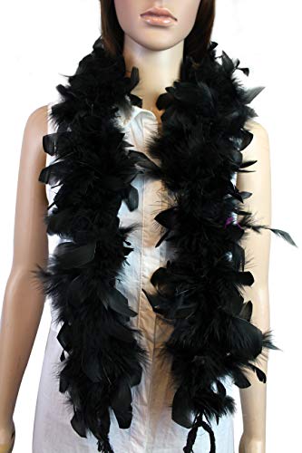 Kids Feather Boa 25 Gram, 4 Feet Long Chandelle Feather Boa, Great Kids Party, Halloween Costume, Christmas Tree, Decoration (Black)