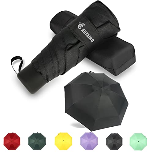 GAOYAING Travel Mini Umbrella Sun&Rain Lightweight Small and Compact Suit for Pocket with Case Black