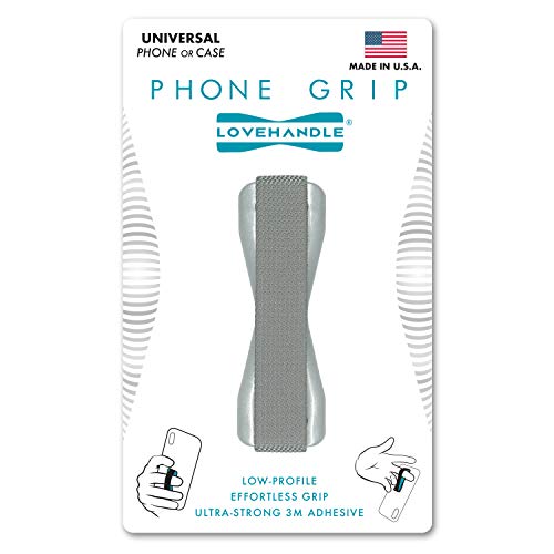 LoveHandle Grip For Smartphone and Mini Tablet - SILVER Colored Elastic Strap with Silver Base - LH-01-SolidSilver