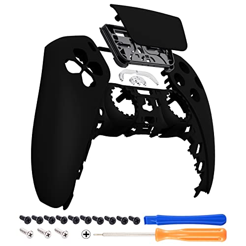 eXtremeRate Black Soft Touch Touchpad Front Housing Shell Compatible with ps5 Controller BDM-010 BDM-020 BDM-030 BDM-040, DIY Replacement Shell Custom Touch Pad Cover Compatible with ps5 Controller