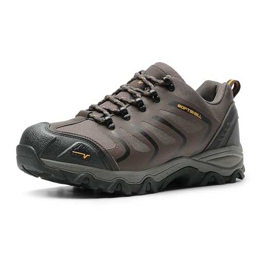 NORTIV 8 Men's Low Top Waterproof Hiking Shoes Lightweight Trekking Trails Outdoor Work Shoes 160448_LOW Armadillo Brown Black Tan Size 12 M US