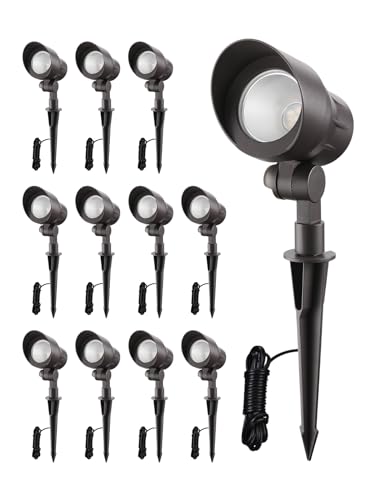 LEONLITE 12-Pack Low Voltage LED Landscape Spotlight, 3000K Warm White, 4W 12V Pathway Lights Outdoor CRI90+, Aluminum Housing Spot Lights for Garden Yard Lighting, ETL Listed, Bronze Finish