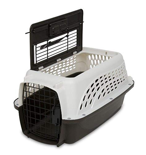 Petmate Two-Door Small Dog & Cat Carrier, Top or Front Loading, Made with Recycled Materials, 19 inches, For Pets up to 10 Pounds, Made in USA,White