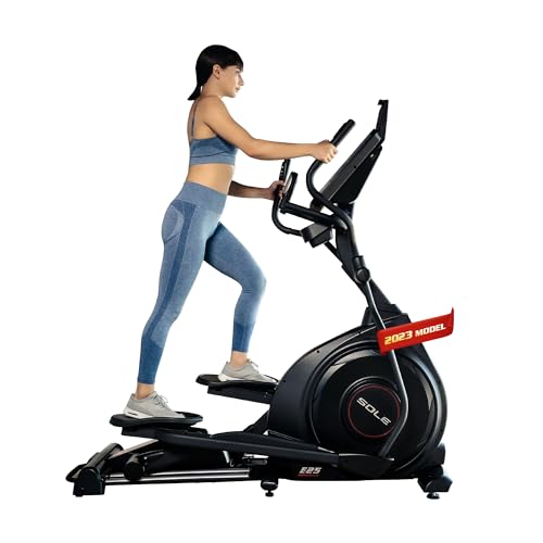 Elliptical Machine: 2023 E25 Elliptical Gym Equipment for Home and Studio, Exercise Equipment with 7.5' LCD Display, Tablet Holder, Adjustable Resistance, Power Incline and Heart Rate Monitoring (E25)