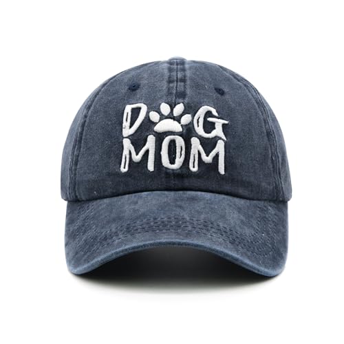 Waldeal Women's Adjustable Embroidered Dog Mom Hat Washed Dad Cap Dog Lover Gift Navy