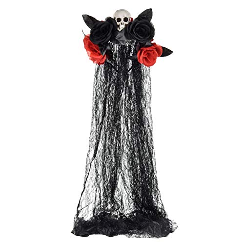 DDazzling Halloween Headband Day of the Dead Headband Floral Headband Festival wear (Black Red Flower + Skull)