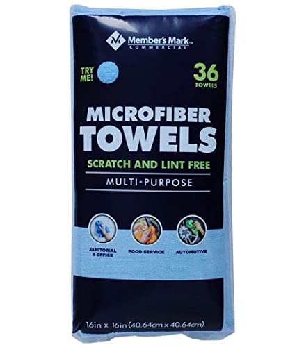 Member Mark Premium Microfiber Cleaning Towels 36 Count (Choose Color) (Blue)