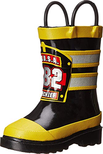Western Chief Boys Waterproof Printed Rain Boot with Easy Pull on Handles - F.d.u.s.a, 9 M US Toddler