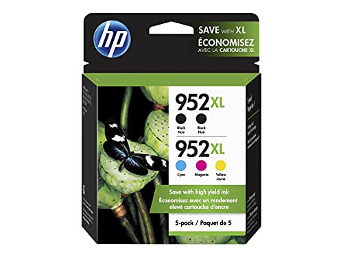 HP 952XL / 952XL (6ZA00AN) Ink Cartridges (Cyan Magenta Yellow Black) 5-Pack in Retail Packaging