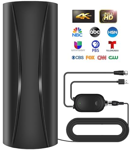 1000+ Miles Range TV Antenna, Digital TV Antenna Indoor with Amplifier and Signal Booster, Portable HD Antenna for TV Indoor Outdoor for Smart TV and Old TVs - 36ft Coax Cable - Support 4K 1080p