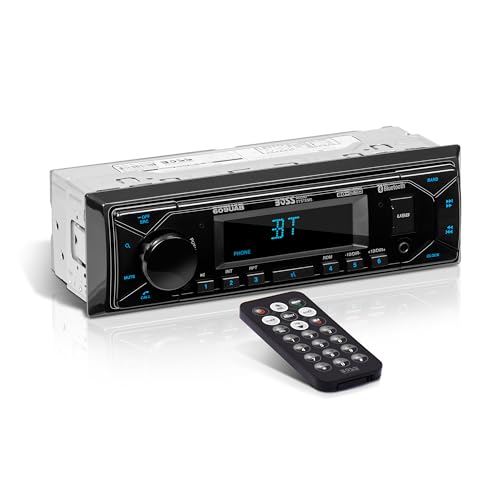 BOSS Audio Systems 609UAB Multimedia Car Stereo - Single Din, Bluetooth Audio and Hands-Free Calling, Built-in Microphone, MP3 Player, No CD/DVD Player, USB Port, AUX Input, AM/FM Radio Receiver