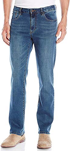 IZOD Men's Comfort Stretch Denim Jeans (Relaxed Fit), Indigo Blast, 36W x 32L