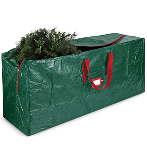 Zober Large Christmas Tree Storage Bag - Fits Up to 9 ft Tall Holiday Artificial Disassembled Trees with Durable Reinforced Handles & Dual Zipper - Waterproof Material Protects from Dust, Moisture & Insect (Green)