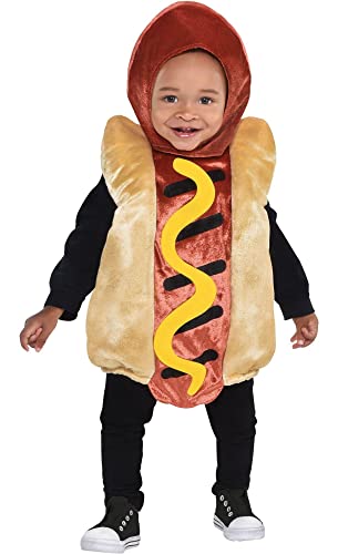 Mini Hot Dog Costume - Multicolor Tunic & Hood Set for Baby (6-12 Months) | Adorable & Unique Halloween & Party Outfit