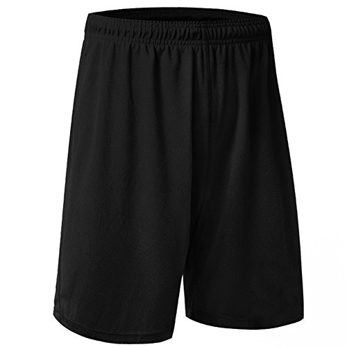 TopTie Big Boys Youth Soccer Short, 8 Inches Running Shorts with Pockets-Black-M/ 10-12