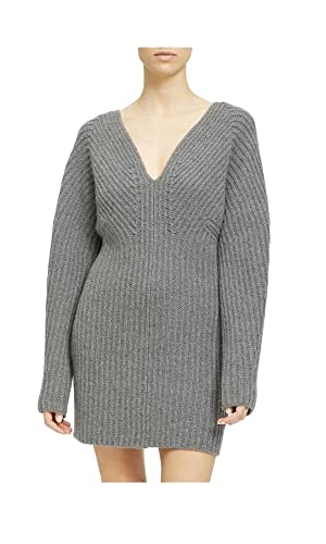 Theory Womens Double V Knit Sweaterdress Gray S