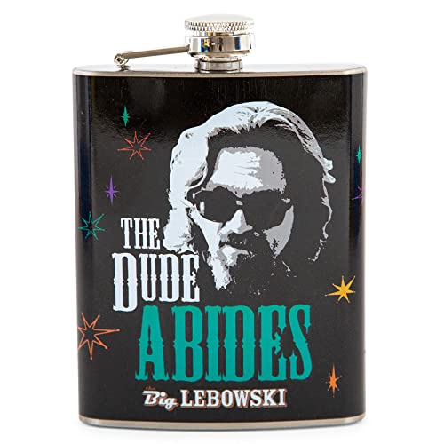 The Big Lebowski 'The Dude Abides' Stainless Steel Flask | Holds 7 Ounces