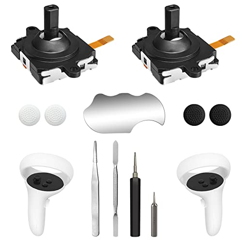 Joystick Replacement Kit for Oculus Quest 2 Controller, OLCLSS Accessories for Oculus Quest 2 Controller and Meta Quest 2 Controller (11-in-one) (Black-11-in-1)