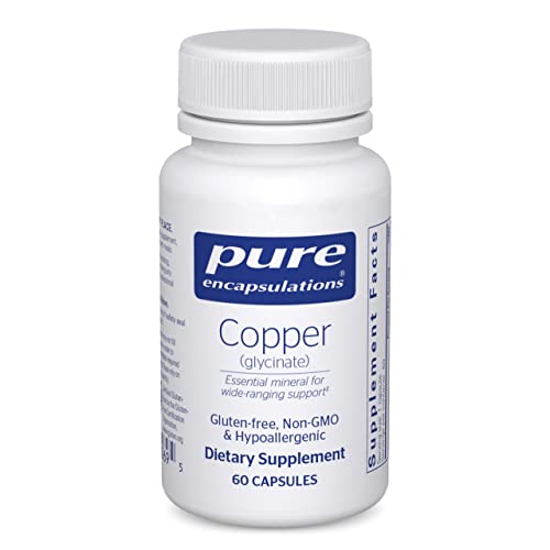 Pure Encapsulations Copper Glycinate 60's - 2 mg Copper Supplement, Supports Red Blood Cell Formation* - Aids Energy Metabolism - Non-GMO & Vegan - 60 Capsules
