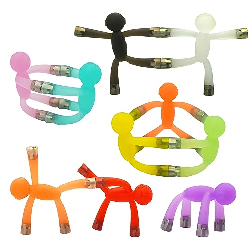 Boxgear 10 Pcs Mini Man Magnetic Toy, Translucent Novelty Toys, Rubber Magnet Men Toy Fridge Magnets Humanoid Magnetic Toy Kids Travel Toys (Multicolor)